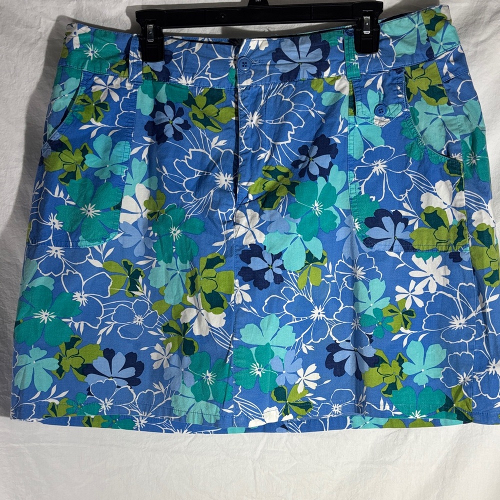 Blue Floral A-Line Skirt
